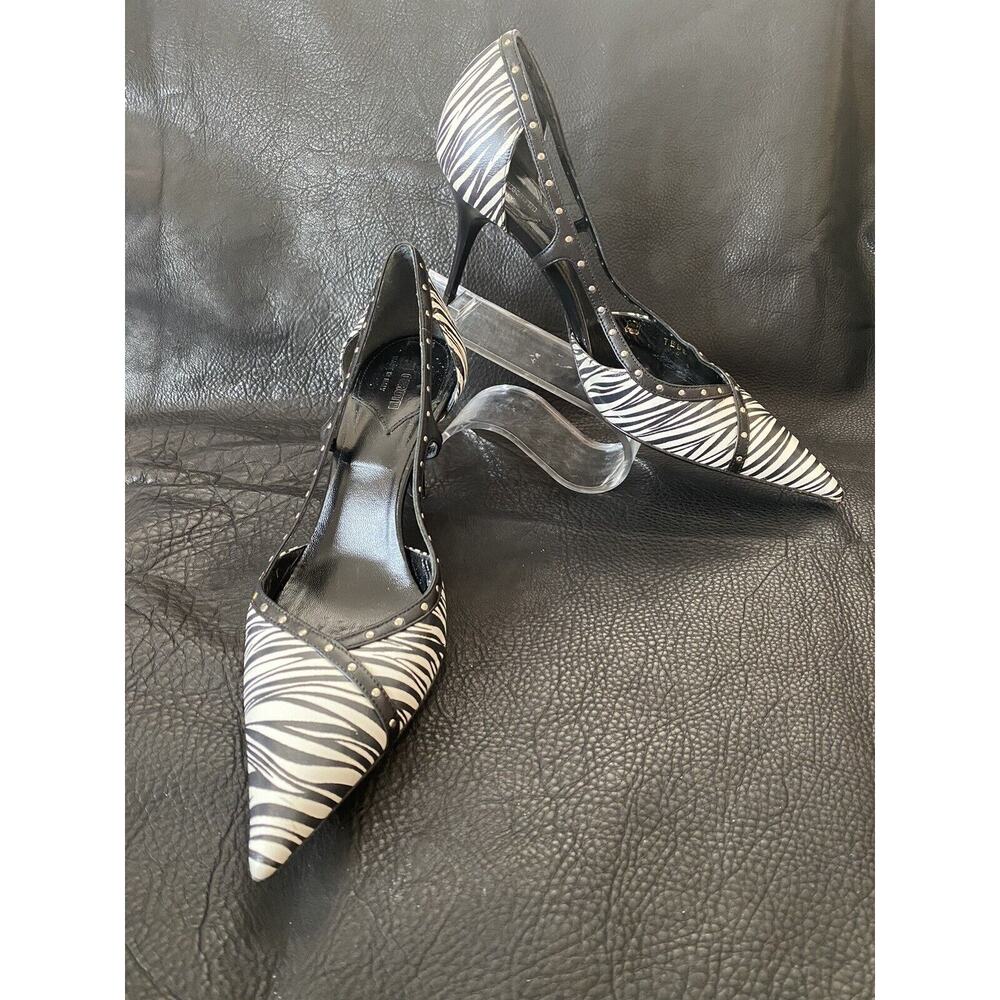 CERUTTI Women's Leather Animal Print 2.99”Heel Stilleto Sz 7 US Made In ITALY 37